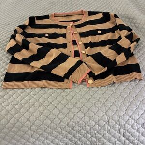 VENUS Black and Cream Striped Sweater